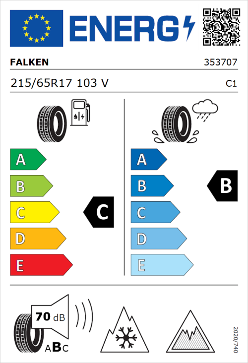 Tyre Label for Falken Eurowinter HS02 215/65R17 103V